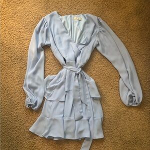 Altar'd State Light Blue Ruffle Wrap Dress